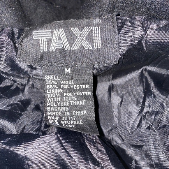Taxi Wool Blend VTG Black High Neck Raincoat Jacket Sz M Quiet Luxury Old Money - Picture 6 of 7